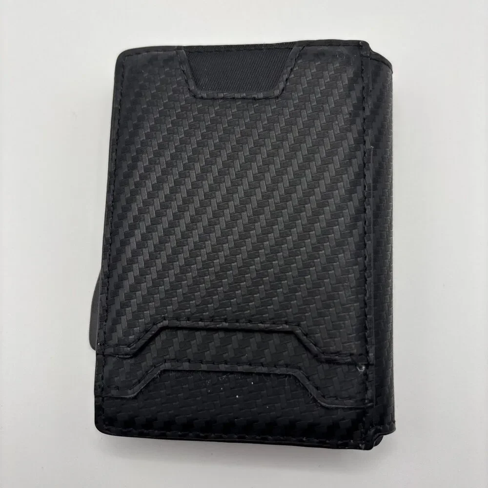 Type Men’s Carbon Fiber RFID Blocking Slim Bifold Wallet Money Clip Pop-Up
